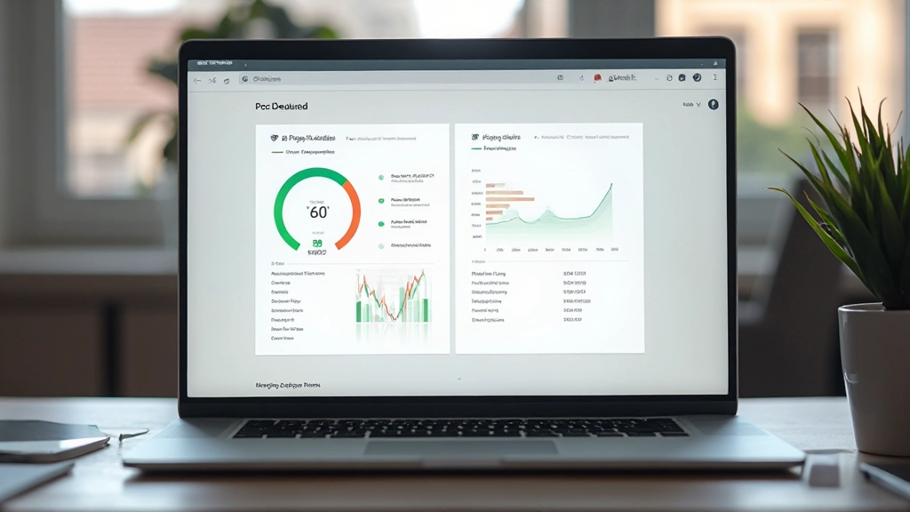 Laptop scherm met Google PageSpeed Insights rapport met groene en rode scores weergegeven